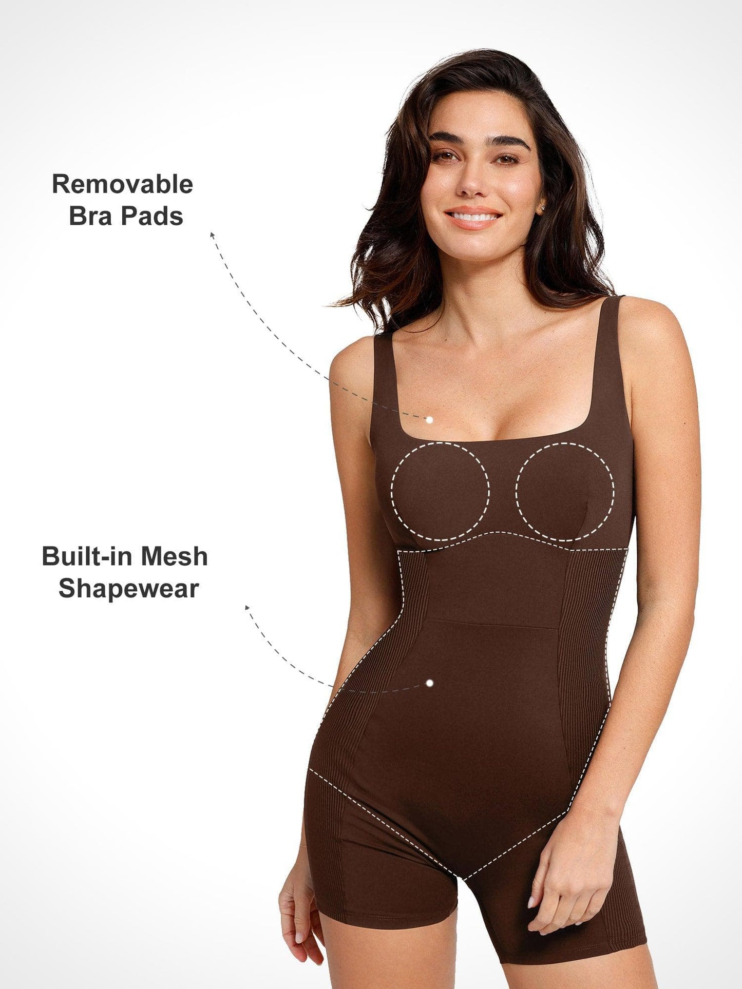 Shapewear Square Neck Strappy Romper