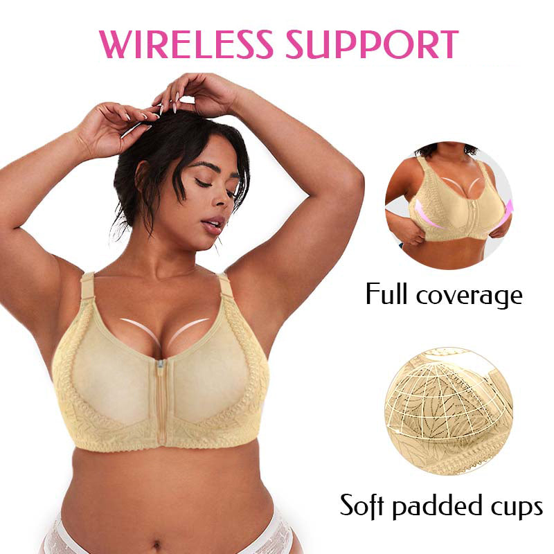 NEW Wireless Zip Front Full Coverage Bra