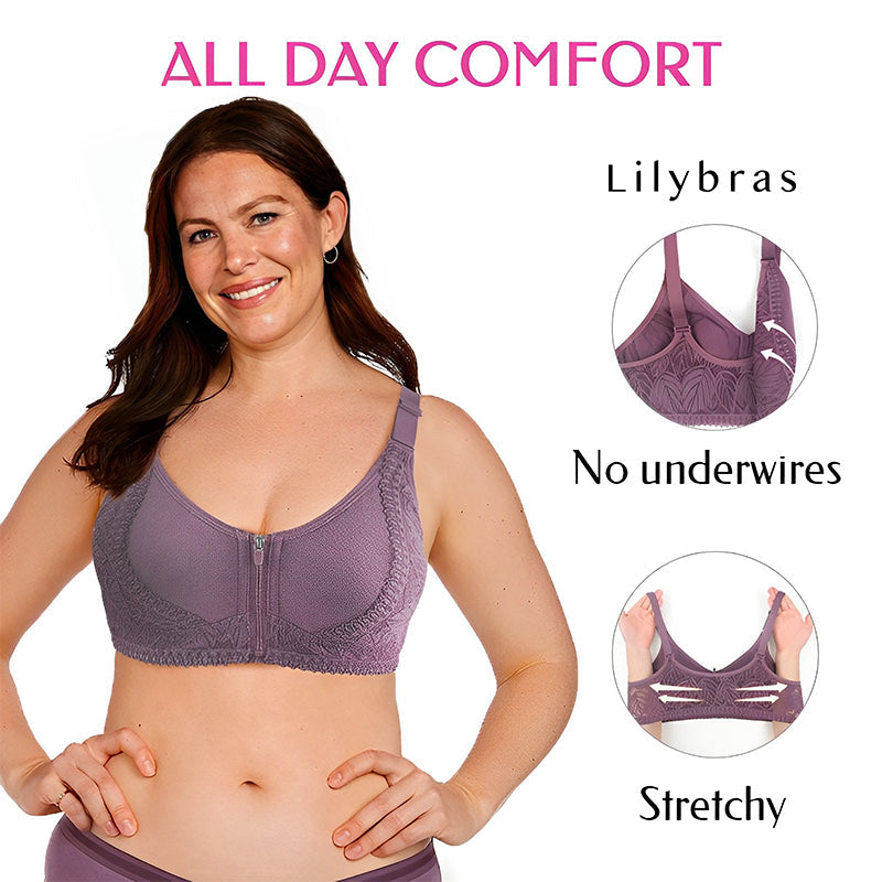 NEW Wireless Zip Front Full Coverage Bra