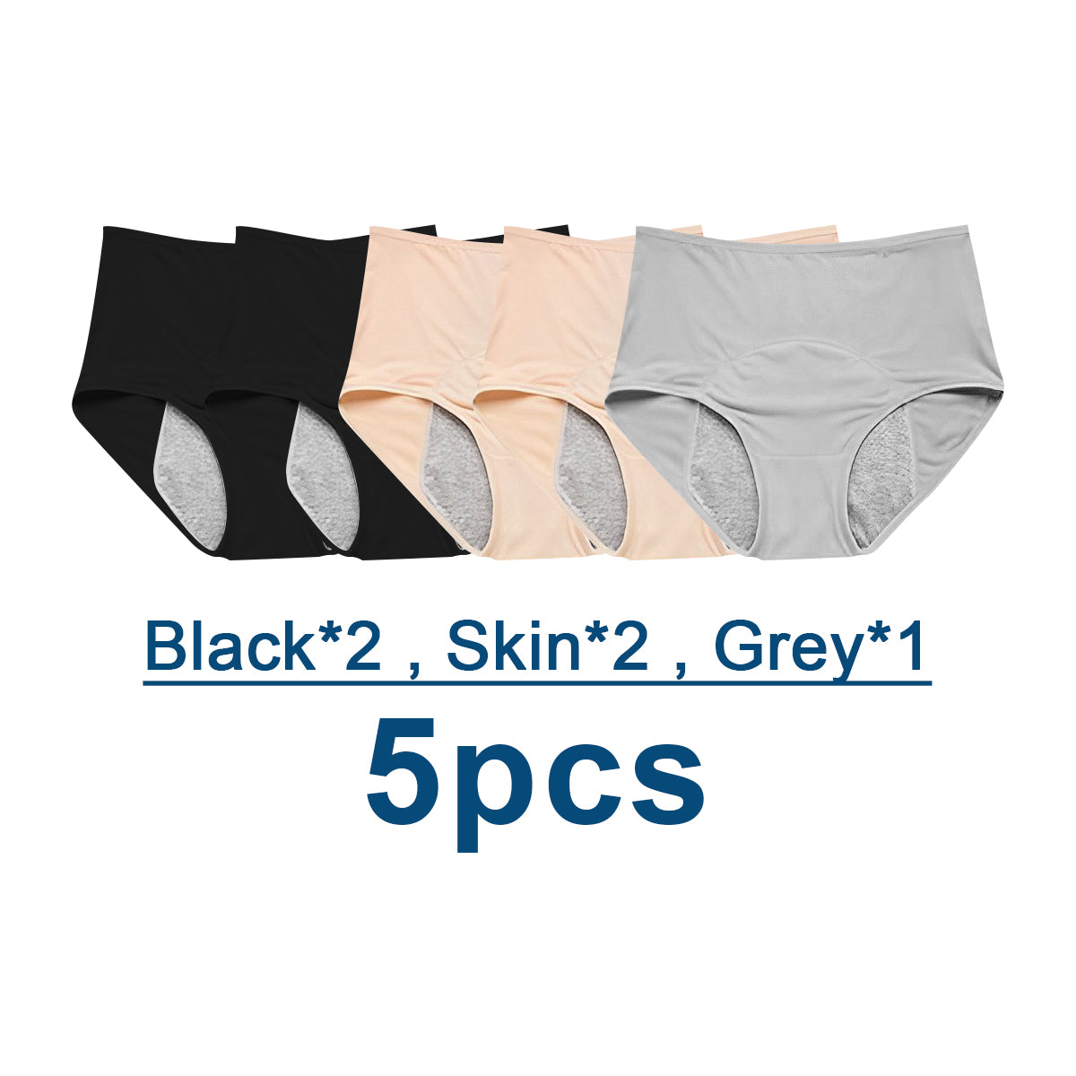 Women High Waist Leak Proof Menstrual Panties Plus Size[5pcs]