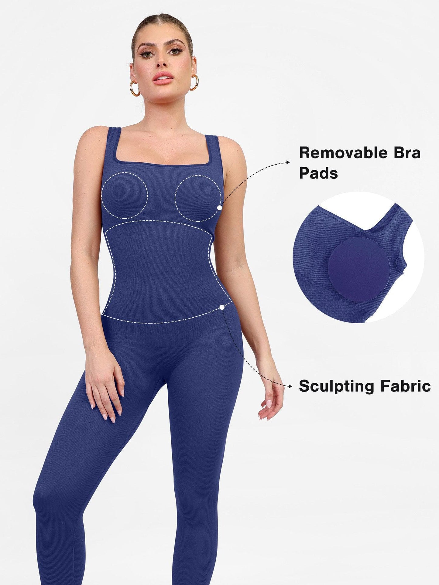 Shapewear Seamless Square Neck Tank Workout Jumpsuit