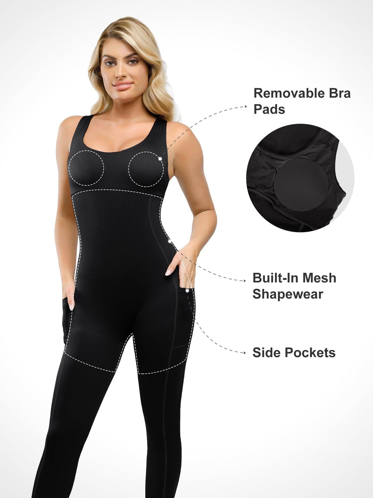 Shapewear U-Neck Thigh Slimming Butt Lift Jumpsuit