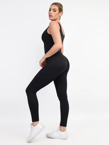 Shapewear Square Neck Thigh Slimming Workout Jumpsuit