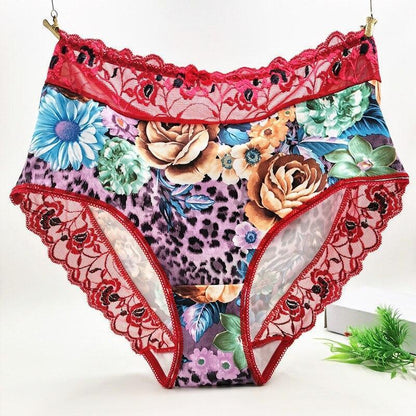 [3 PCS] Luxury Printed Plus Size Cutout Lace Panties