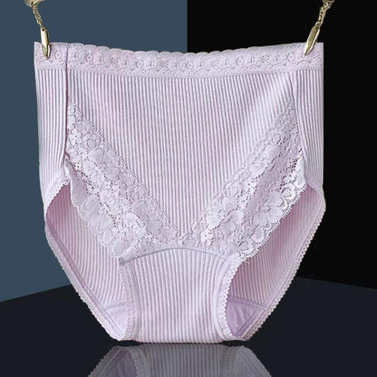 [5 PCS] 100% Cotton High Waist Lace Panties