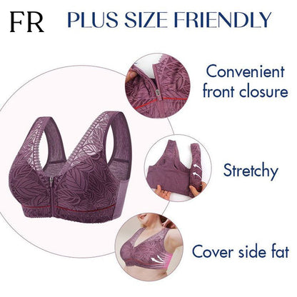 COMFORT LACE WIRELESS FRONT ZIP BRA