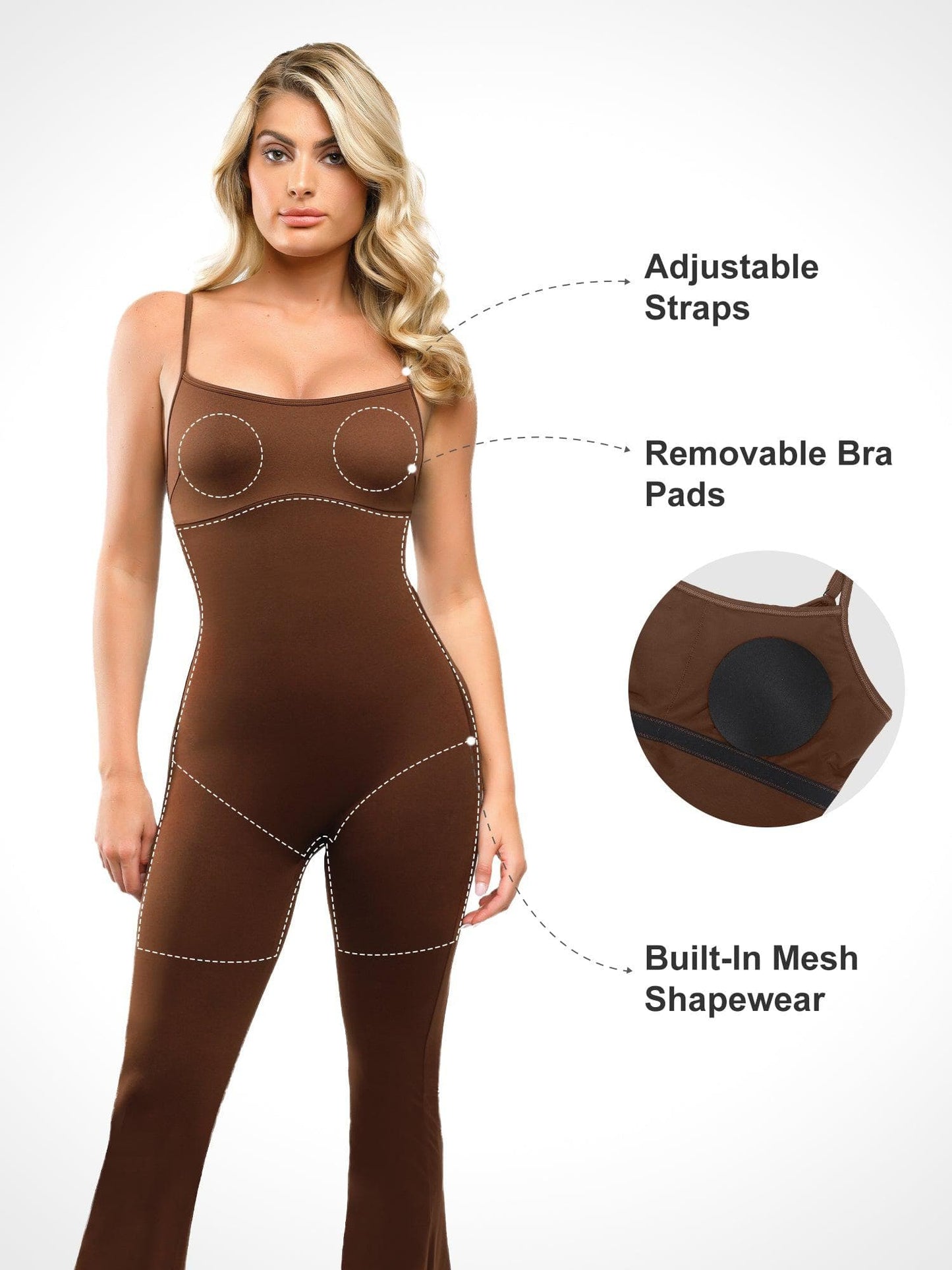 Shapewear Butt Lift Flare Leg Strappy Jumpsuit