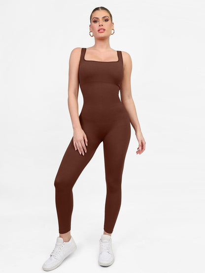 Shapewear Seamless Square Neck Tank Workout Jumpsuit