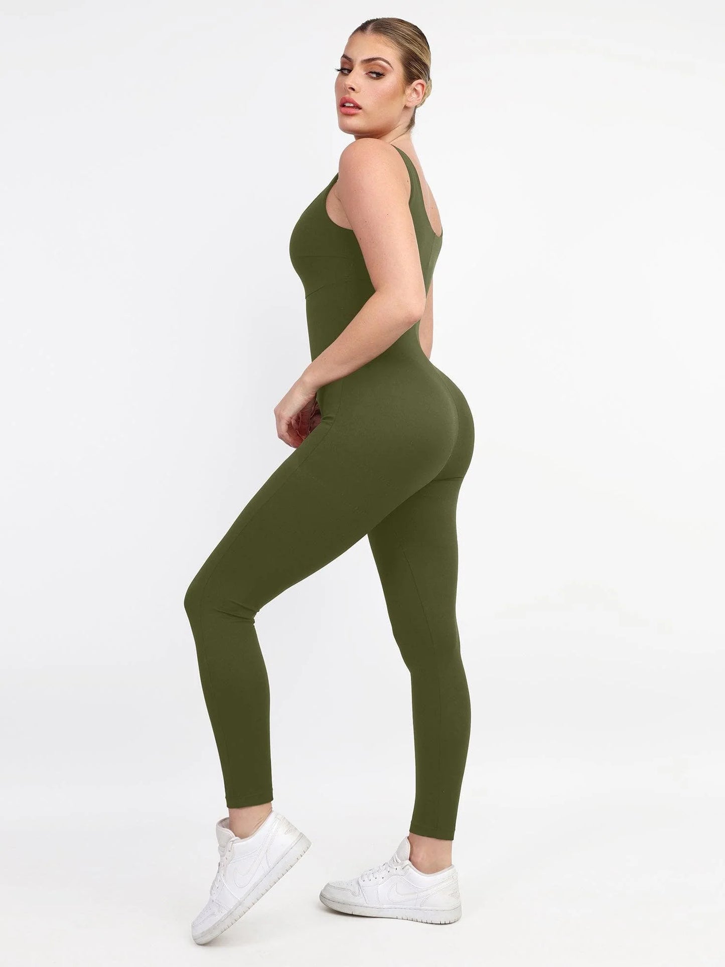 Shapewear Square Neck Thigh Slimming Workout Jumpsuit