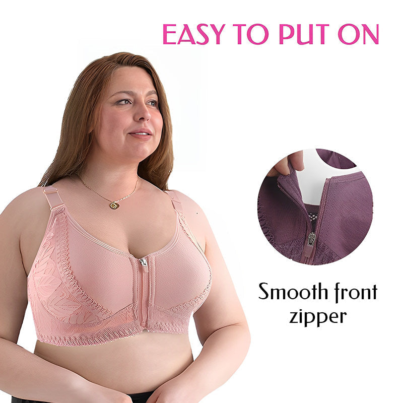 NEW Wireless Zip Front Full Coverage Bra