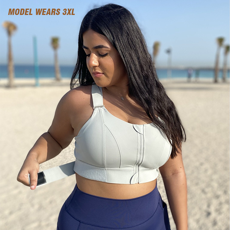 Adjustable perfect support plus size sports bra-Minor Blue