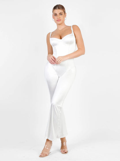 Shapewear Sculpting Shine Flare Leg Corset Jumpsuit