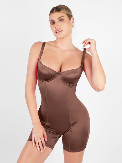 Shapewear Sculpting Shine Mid-Thigh Corset Romper