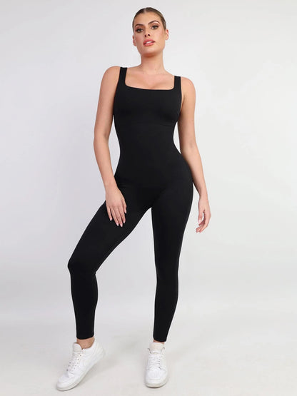 Shapewear Square Neck Thigh Slimming Workout Jumpsuit