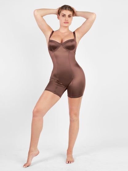 Shapewear Sculpting Shine Mid-Thigh Corset Romper