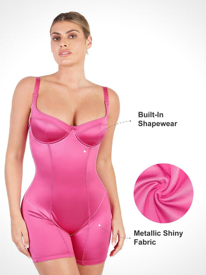 Shapewear Sculpting Shine Mid-Thigh Corset Romper