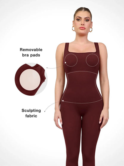 Shapewear Seamless Square Neck Tank Workout Jumpsuit