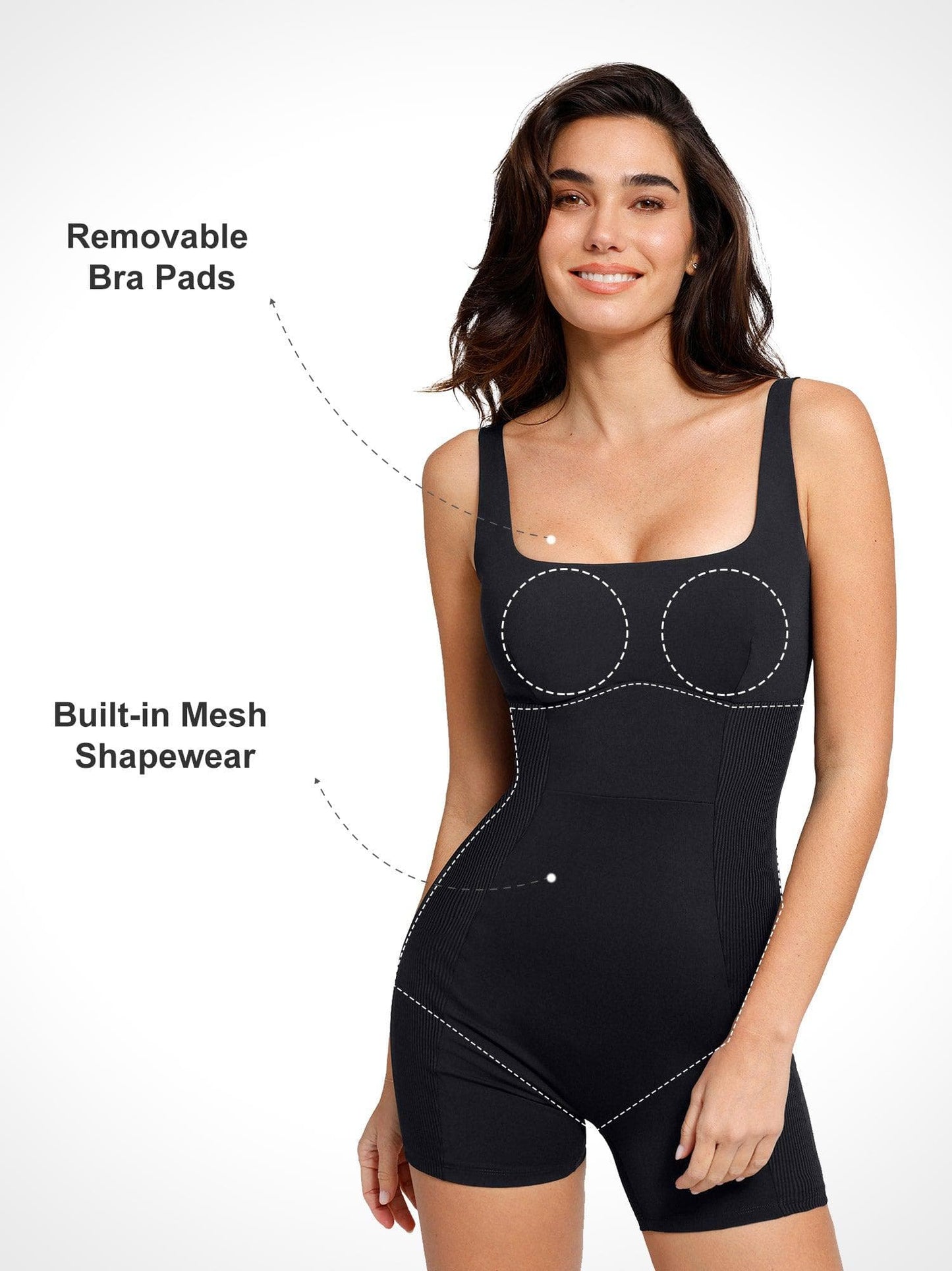 Shapewear Square Neck Strappy Romper