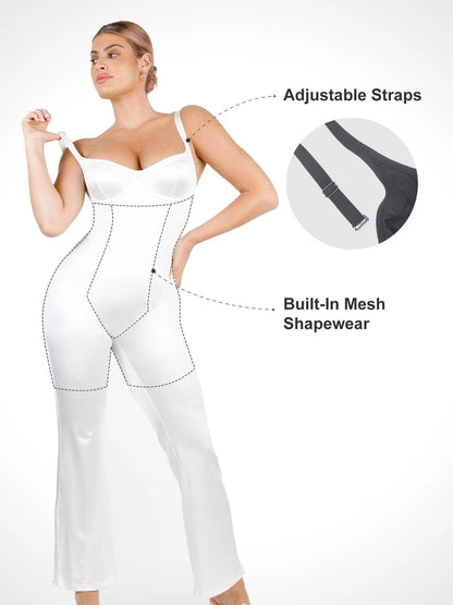 Shapewear Sculpting Shine Flare Leg Corset Jumpsuit