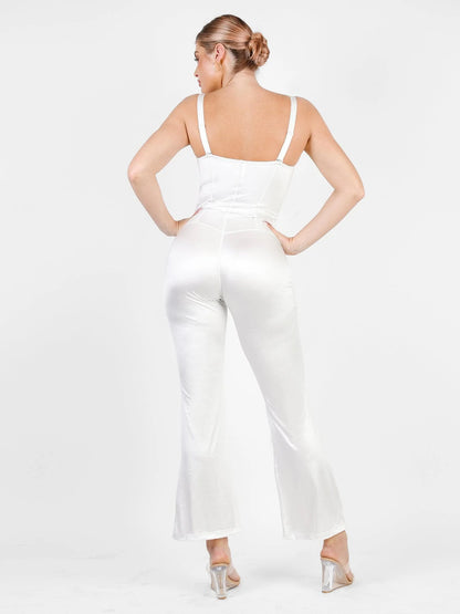 Shapewear Sculpting Shine Flare Leg Corset Jumpsuit