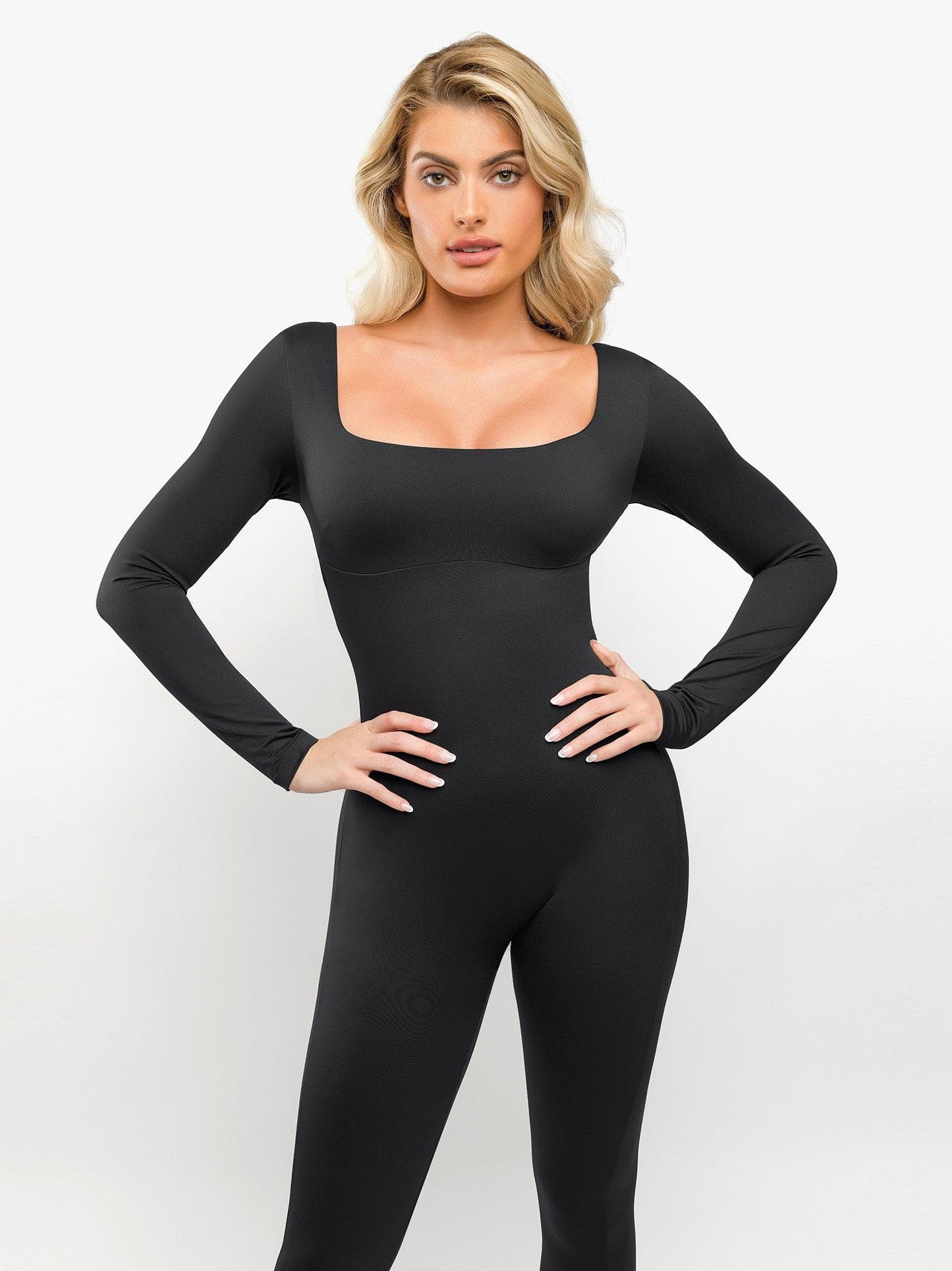 Shapewear Square Neck Long Sleeve Butt Lift Jumpsuit