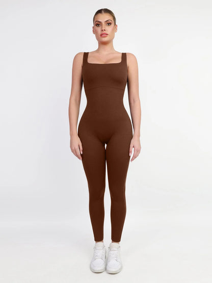 Shapewear Square Neck Thigh Slimming Workout Jumpsuit