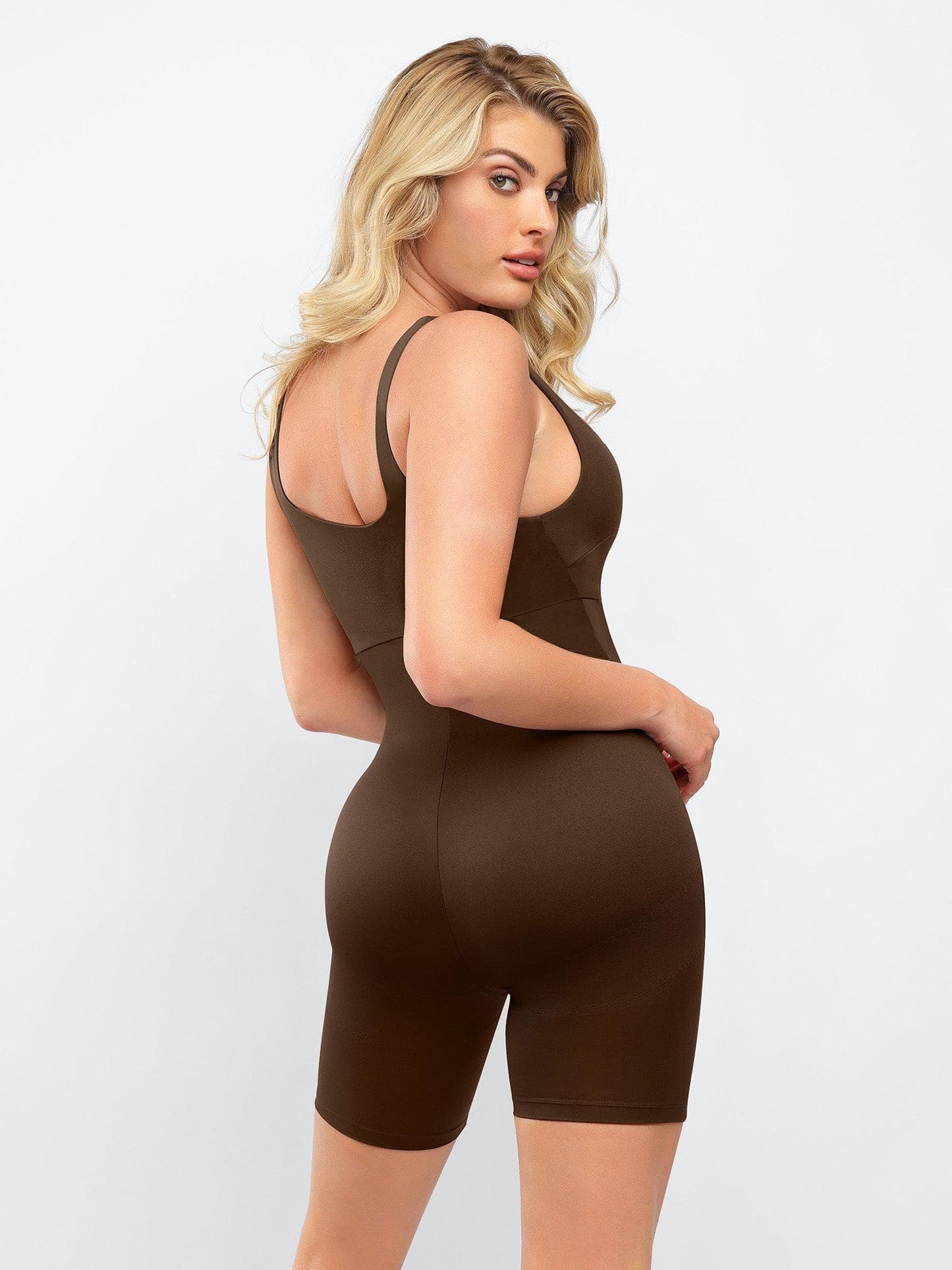 Shapewear Square Neck Slimming Mid-Thigh Workout Romper