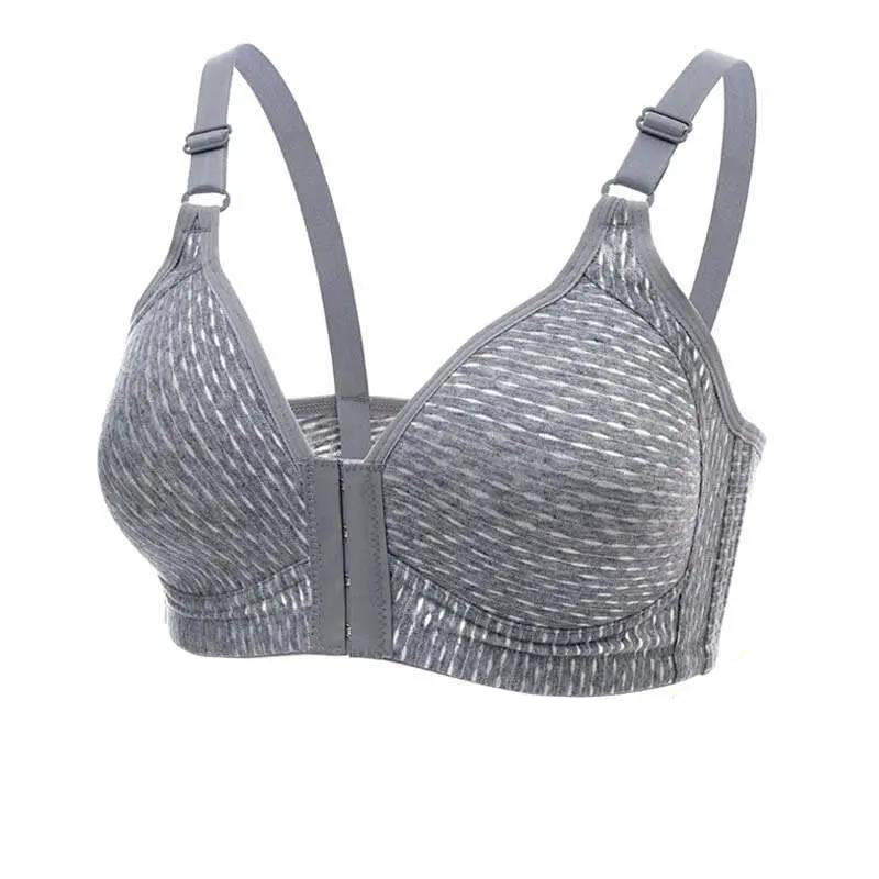 Push Up Thin Cotton Bra with Adjustable Straps -Grey