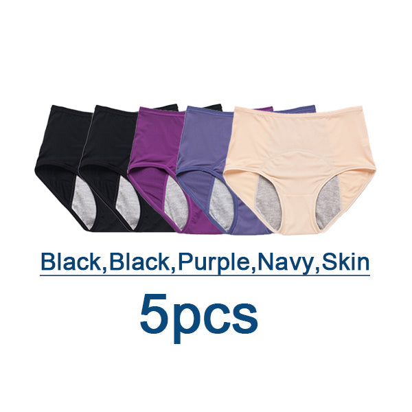 Women High Waist Leak Proof Menstrual Panties Plus Size[5pcs]