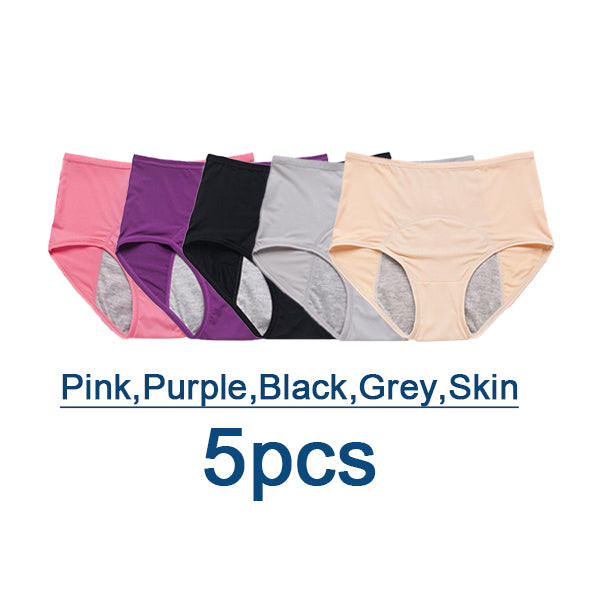 Women High Waist Leak Proof Menstrual Panties Plus Size[5pcs]