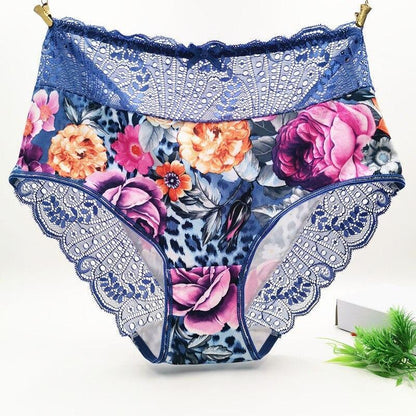 [3 PCS] Luxury Printed Plus Size Cutout Lace Panties